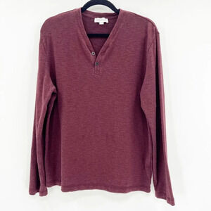 Barneys New York Henley Top Mens Size M Maroon Red Long Sleeve Pullover Casual